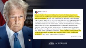 Donald Trump con el mensaje de pausa de sus aranceles