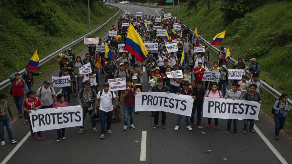 Imagen referencia de un bloqueo de vías por protestas