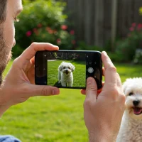 Tomando foto a una mascota